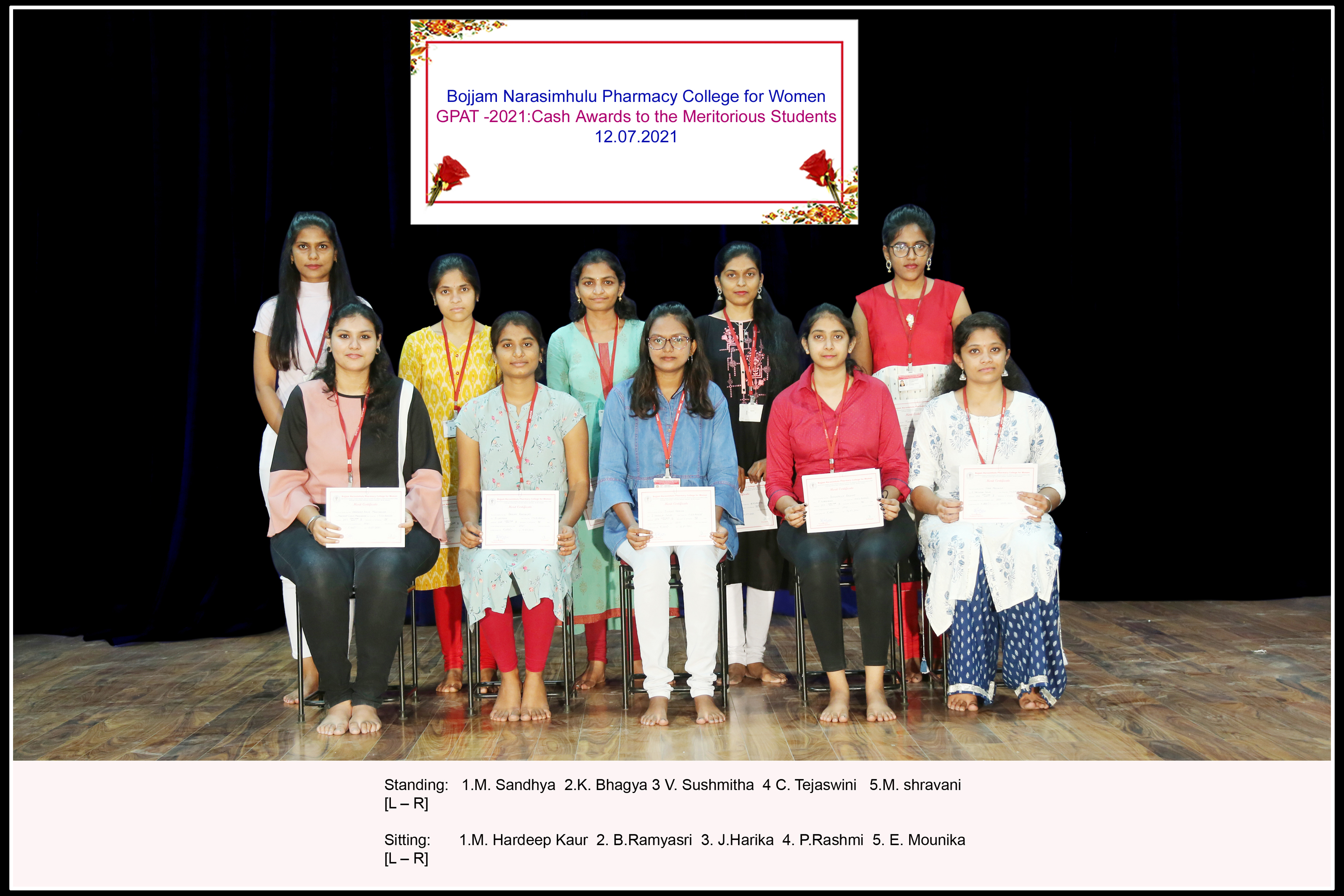 Cash Awards to Meritorious students of GPAT-2021 for the Academic Year 2020-21.